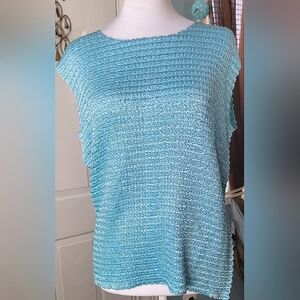 Vintage Y2K Popcorn Tank Blouse Women's 18/20 Sky Blue Textured Strechy Sleevele